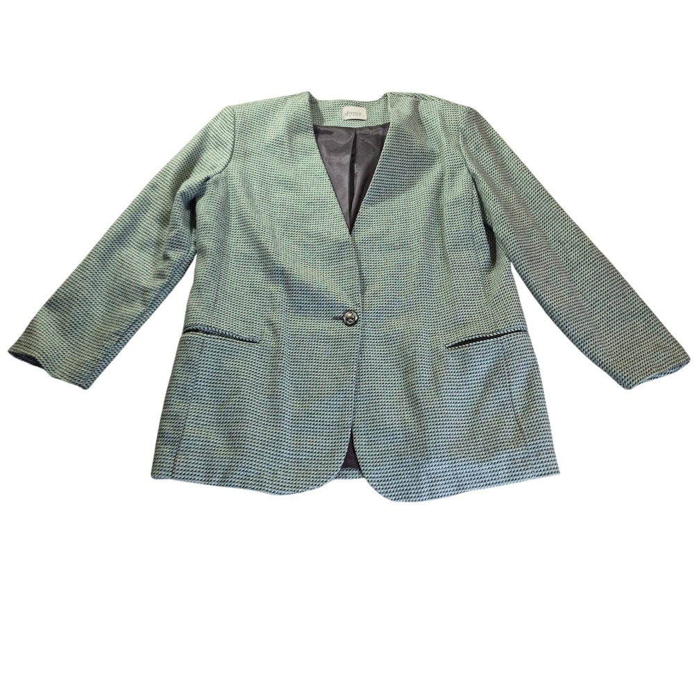 Jessica Scott Blazer Womens 12 Tweed Wool Blend Sage Green Dark Academia Vintage